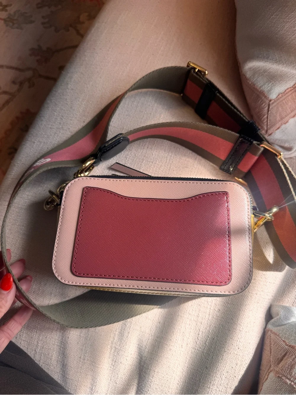 Marc Jacobs Pink Snapshot Crossbody with Logo Strap
